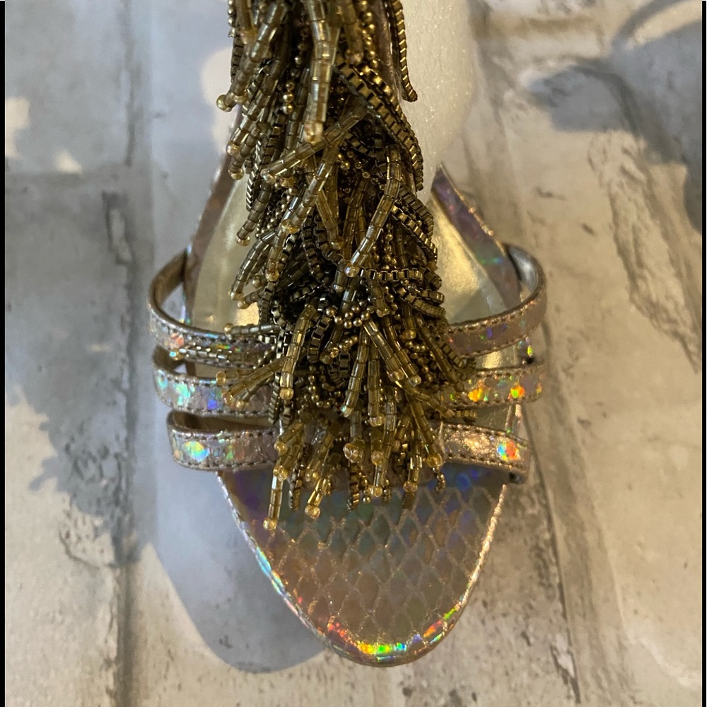 Pelle Moda iridescent gold platform heels